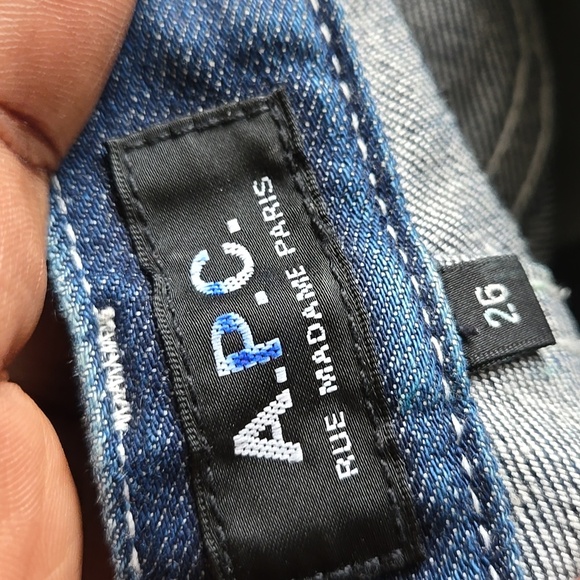 A.P.C. Blue High Waisted Straight Wide Leg Denim Jeans Women Size 26 - Picture 5 of 9